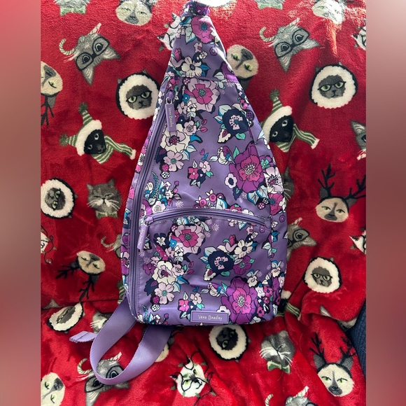 Vera Bradley Sling Crossbody Bag/Pack Backpack Purple Floral - Picture 10 of 16